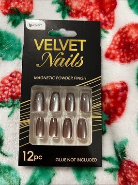 Velvet Nails Magnetic Powder Finish - Taupe Glitter (12pc)